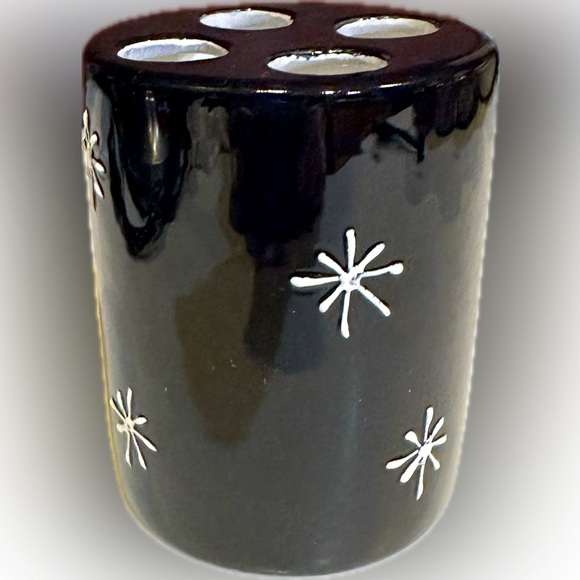 NEW VTG RARE CIC CERAMIC SANTA CLAUS TOOTHBRUSH HOLDER BLACK RED CERTIFIED INTER - Picture 4 of 8